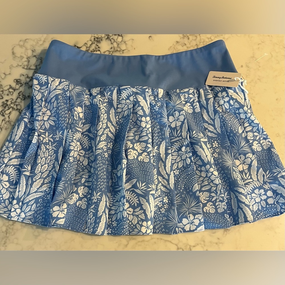 New Tommy Bahama Active Pleated Skirt Blue Athletic Tropical Skort Medium